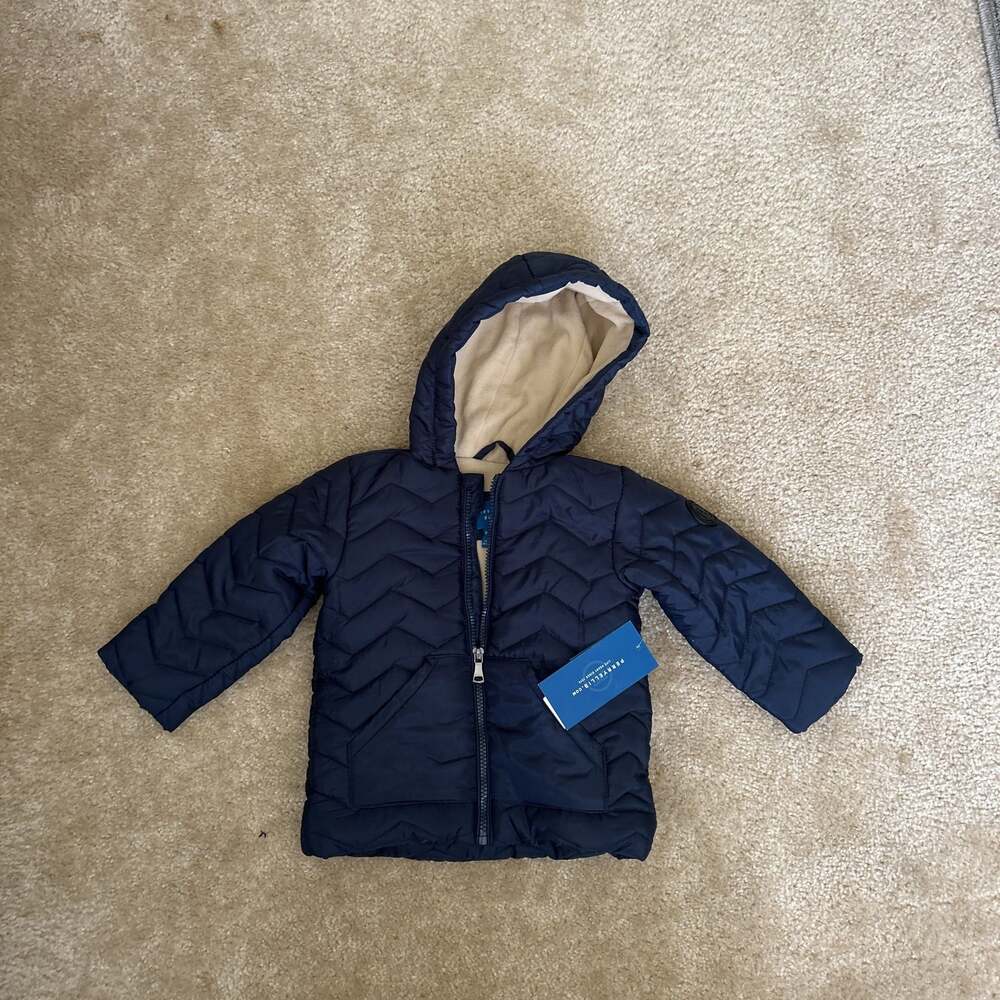 Perry Ellis Boys' Blue Quilted Puffer Jacket Coat with Hood